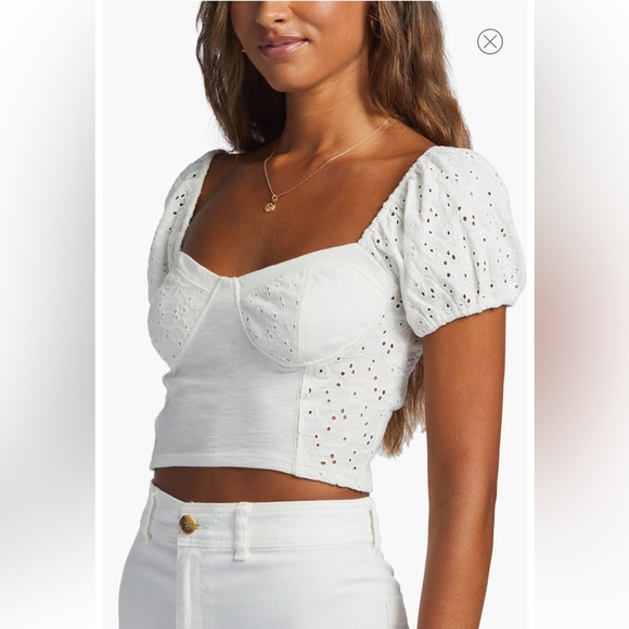 BILLABONG Last Kiss Eyelet Cotton Crop Top NWT - Picture 1 of 15